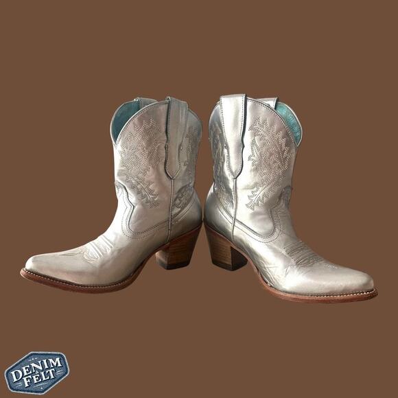 CORRAL WOMEN'S SILVER/TEAL EMBROIDERED ROUND TOE WESTERN COWBOY BOOTS/BOOTIES!! - Picture 16 of 16